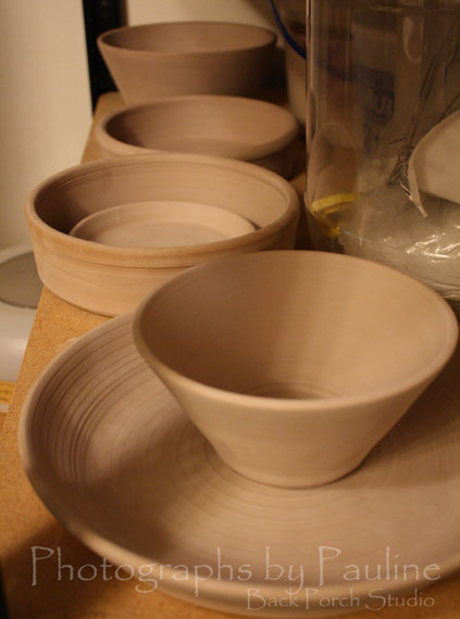Yesterday's work: one platter, two bowls, two large pet dishes! :)